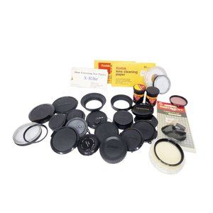 Camera Lens Cap, Filter, and Accessories Lot For Repair/Parts